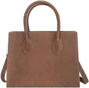 Brown Suede Handbag Top Handle Purses for Women Work Tote Bags