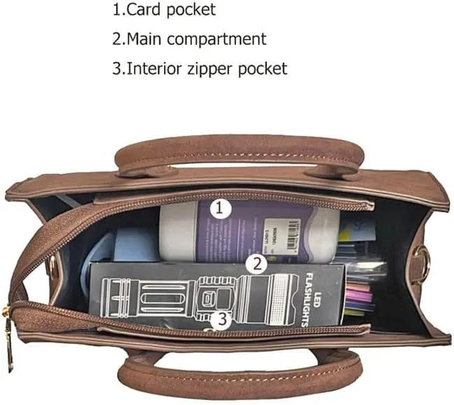 Brown Suede Handbag Top Handle Purses for Women Work Tote Bags
