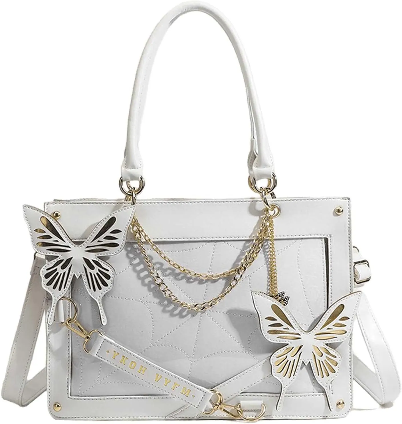 Butterfly Handbag, Large Capacity Square Handbag, Gothic Spider Web Black Series Leather Bag