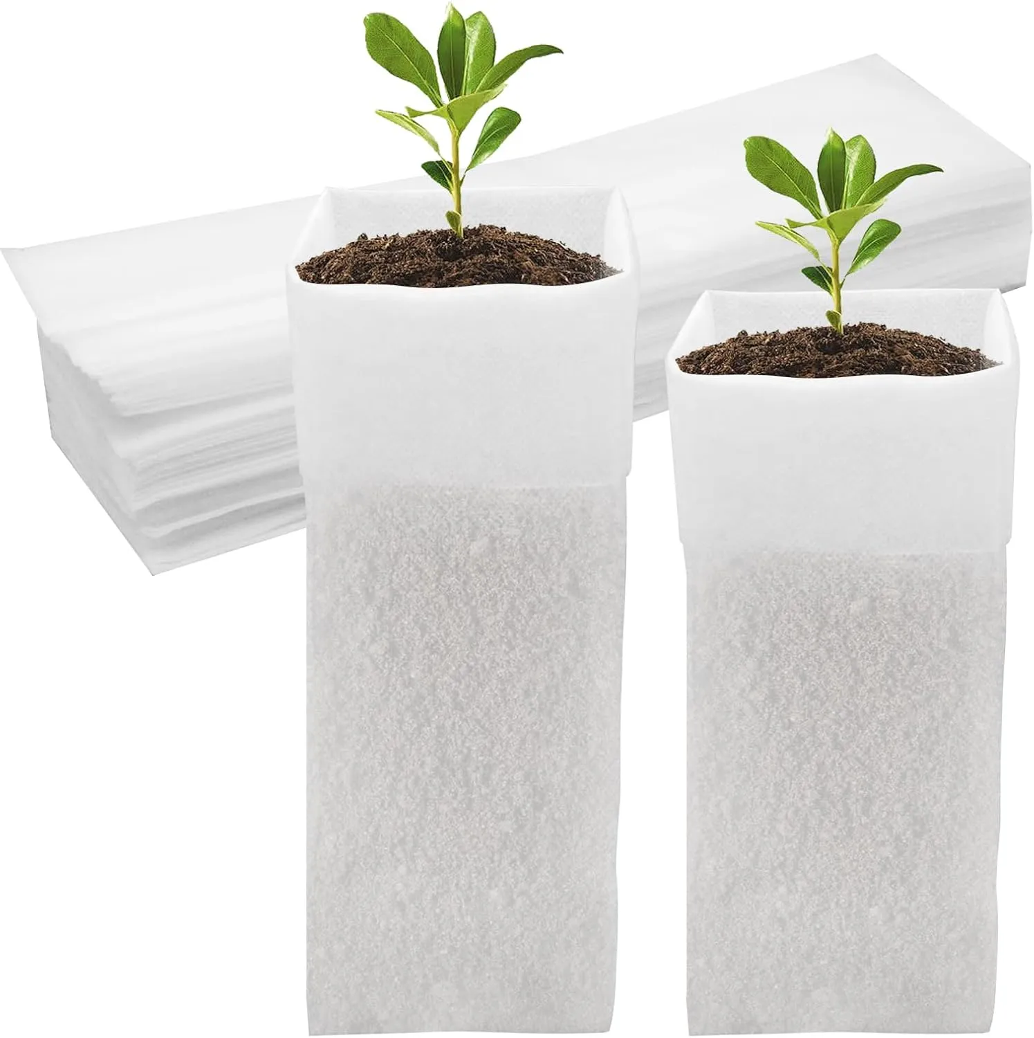 CANIPHA 60Pcs Nursery Grow Bags, Garden Plant Grow Bags Biodegradable Non-Woven Fabric Grow Bags, Plant Bags Seedlings Growing Pots for Vegetable Flowers Fruits Tree Planting (12.2 × 3.3 Inches)
