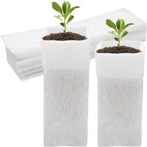 CANIPHA 60Pcs Nursery Grow Bags, Garden Plant Grow Bags Biodegradable Non-Woven Fabric Grow Bags, Plant Bags Seedlings Growing Pots for Vegetable Flowers Fruits Tree Planting (12.2 × 3.3 Inches)