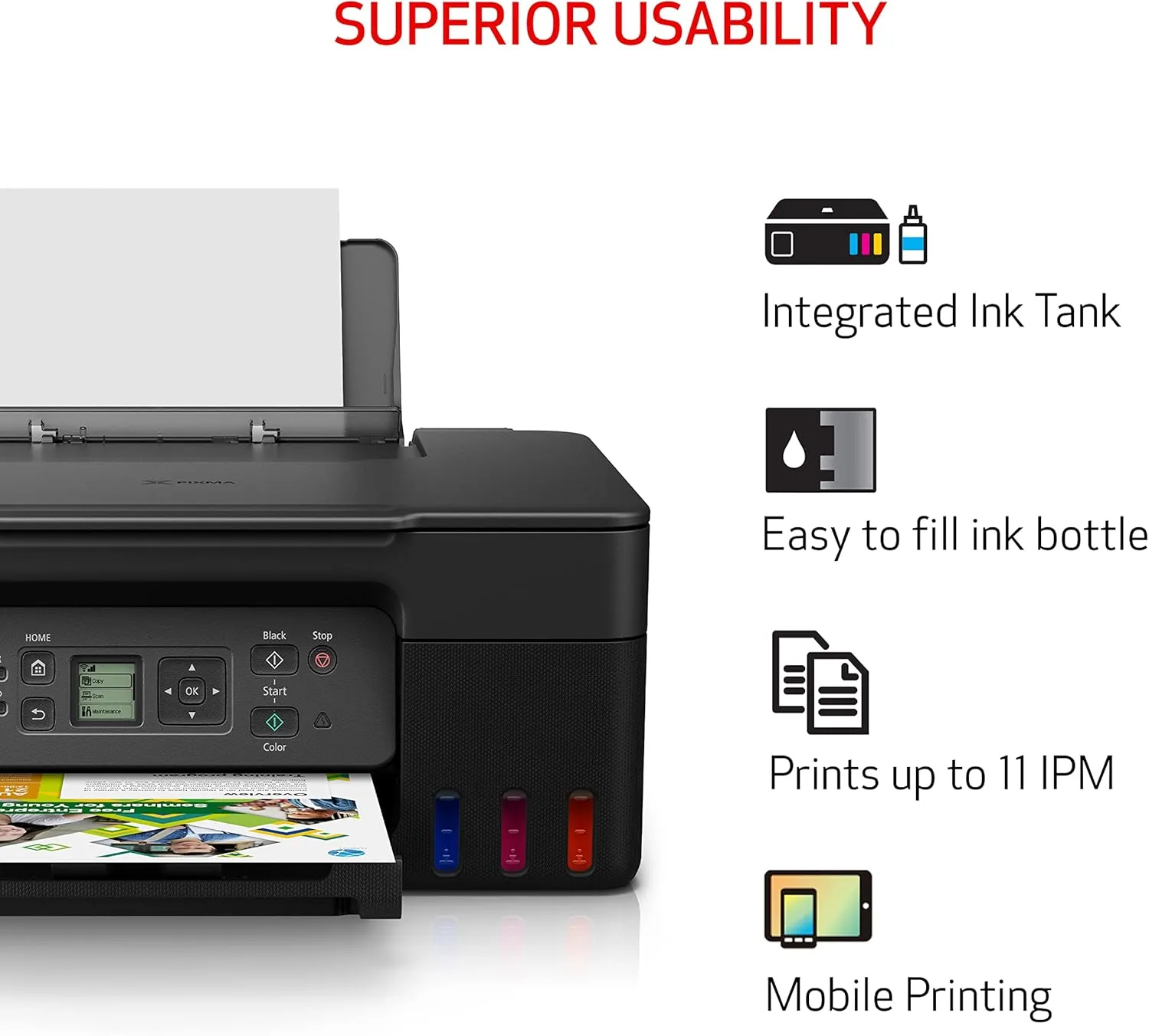 Canon MegaTank All-in-One Wireless Inkjet Printer. for Home Use, Print, Scan and Copy