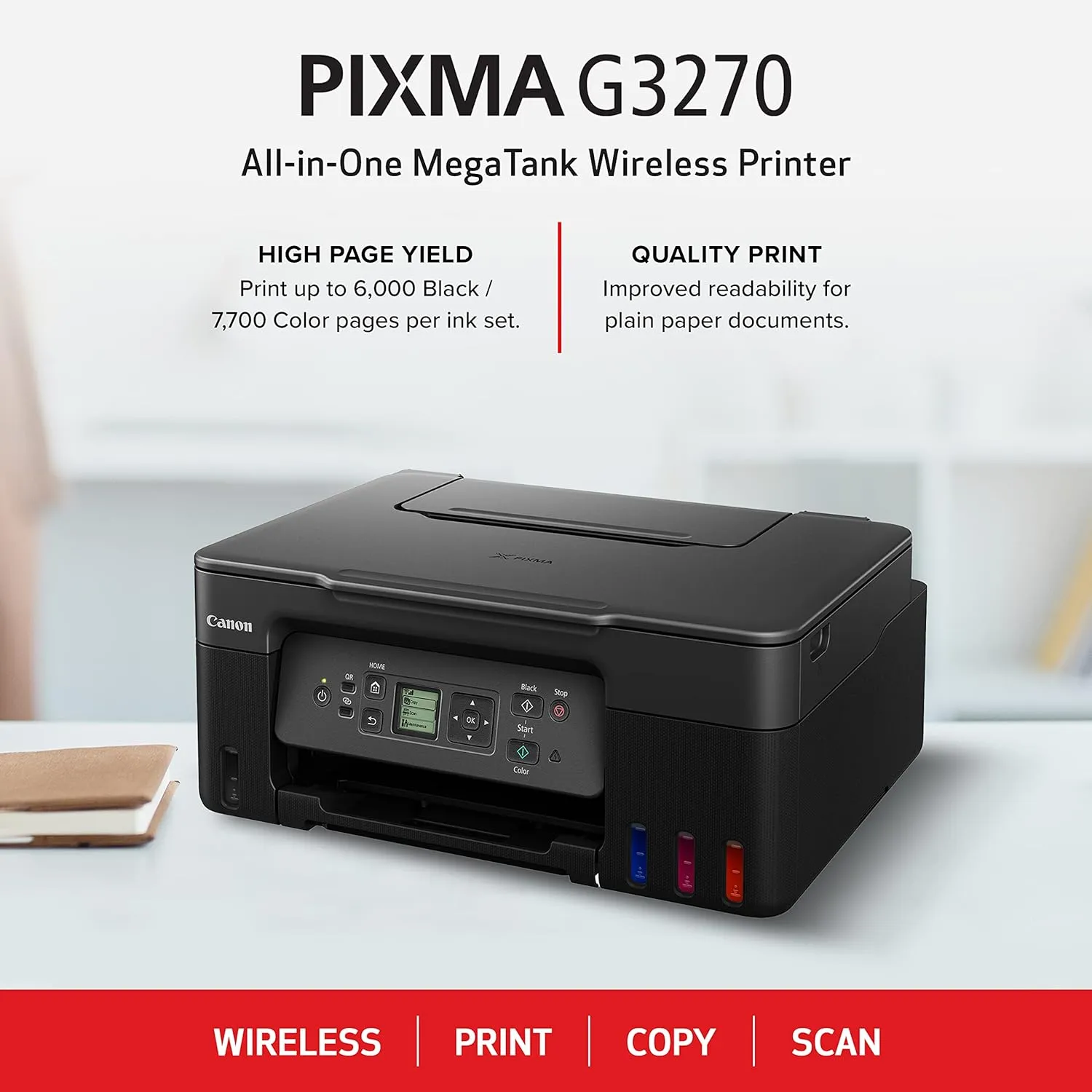 Canon MegaTank All-in-One Wireless Inkjet Printer. for Home Use, Print, Scan and Copy