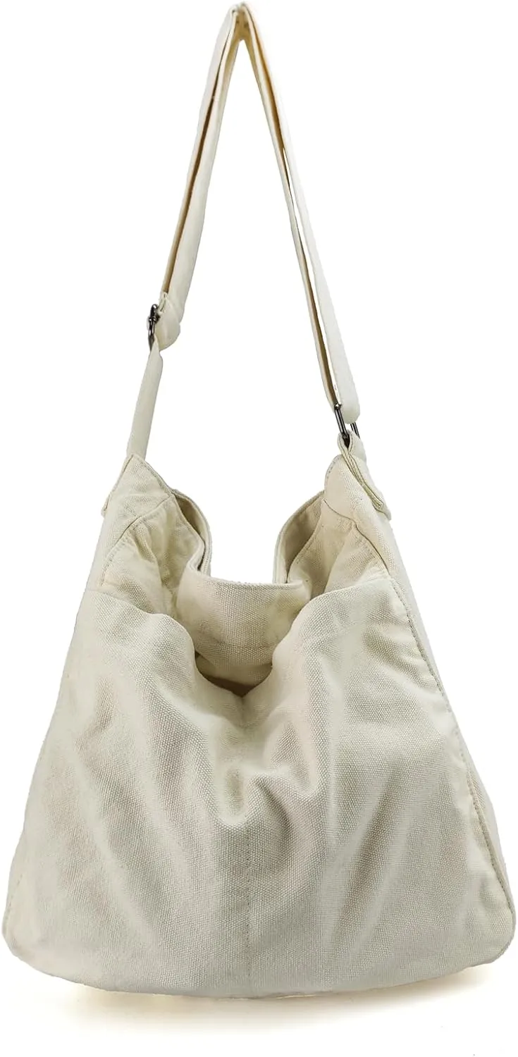 Canvas Crossbody Shoulder Bag Casual Hobo Bag Travel Tote Bag Messenger Bags Cute Large Purse for Women