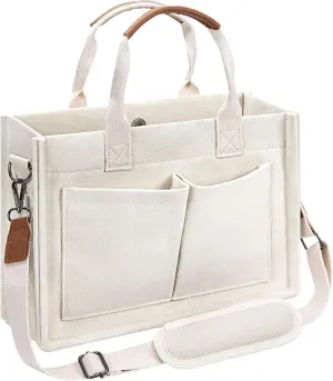 Canvas Tote Bag with Pockets Work Tote Bags for Women Laptop Work Crossbody Tote Purse Tote Bag Shoulder Handbags