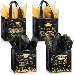 Capoda 48 Pack Graduation Gift Bags with Tissues 8 x 8 x 6 Inches 2025 Congrats Graduation Party Favor Treat Bags for College School Class of 2025 Grad Party Supplies