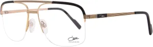 Cazal 7095 001 Eyeglasses Men's Black/Gold Semi Rim Square Shape 57mm