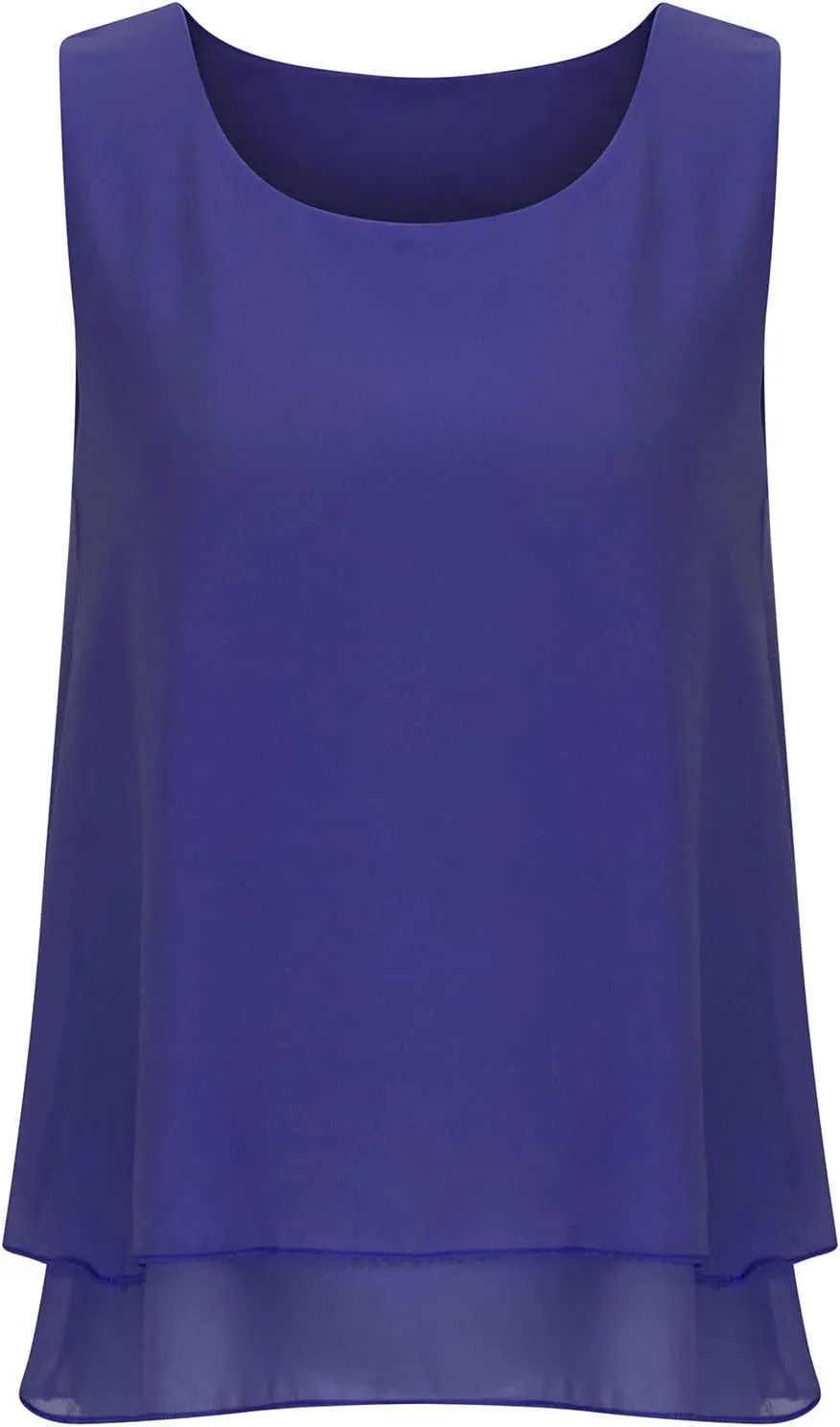 Ceboyel Women Double Layers Hem Blouses Top Scoop Neck Flowy Tank Tops Sleeveless Shirt Tunic Casual Summer Beach Outfits