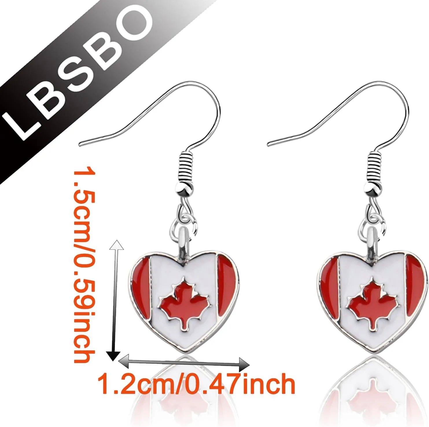 CENWA Canada Flag Heart Charm Earring/Keychain Flag Gift Canada Flag Gift National Flag Gift Canada Maple Leaf Jewelry
