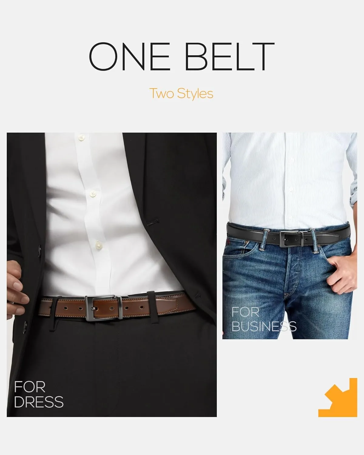CHAOREN Mens Belt 1 Pack - 1 3/8" Leather Reversible Belts for Men for Dress Pants