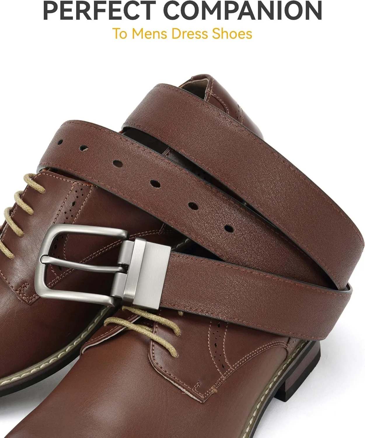 CHAOREN Mens Belt 1 Pack - 1 3/8" Leather Reversible Belts for Men for Dress Pants