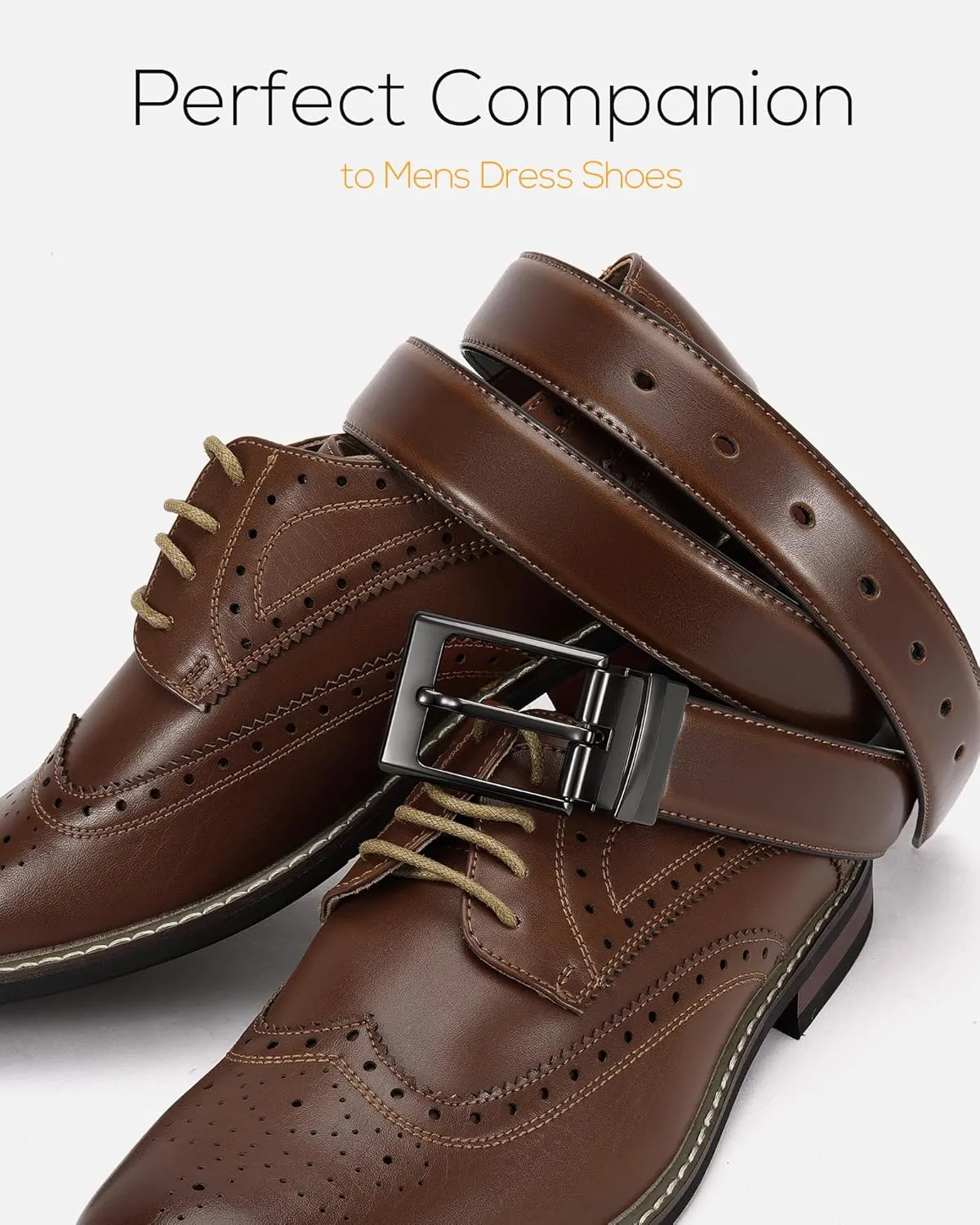 CHAOREN Mens Belt 1 Pack - 1 3/8" Leather Reversible Belts for Men for Dress Pants