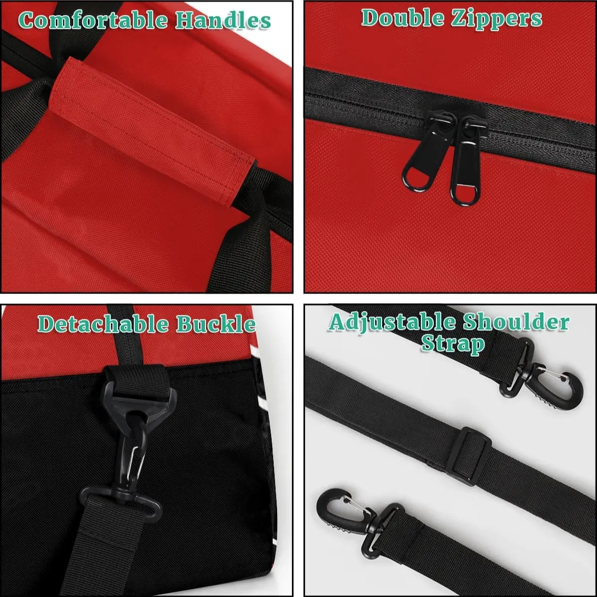 Cheer Kid Duffel Bag Collapsible Sports Gym Bags Travel Weekender Overnight Bag for Girls Boys Personalized Gymnastics Sleepover Bag Black Red