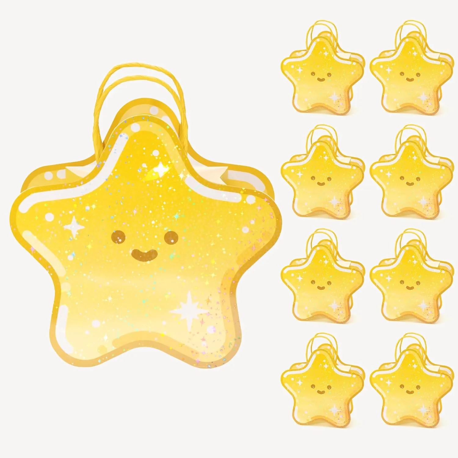 Cheerland Star Gift Bag Galaxy Party Favor Bags Glitter Twinkle Gold Star Birthday Supplies Kids Birthday Treat Golden Baby Shower 1st Bday Celebration Decor Paper Table Sparkle Decorations -Pack of 8
