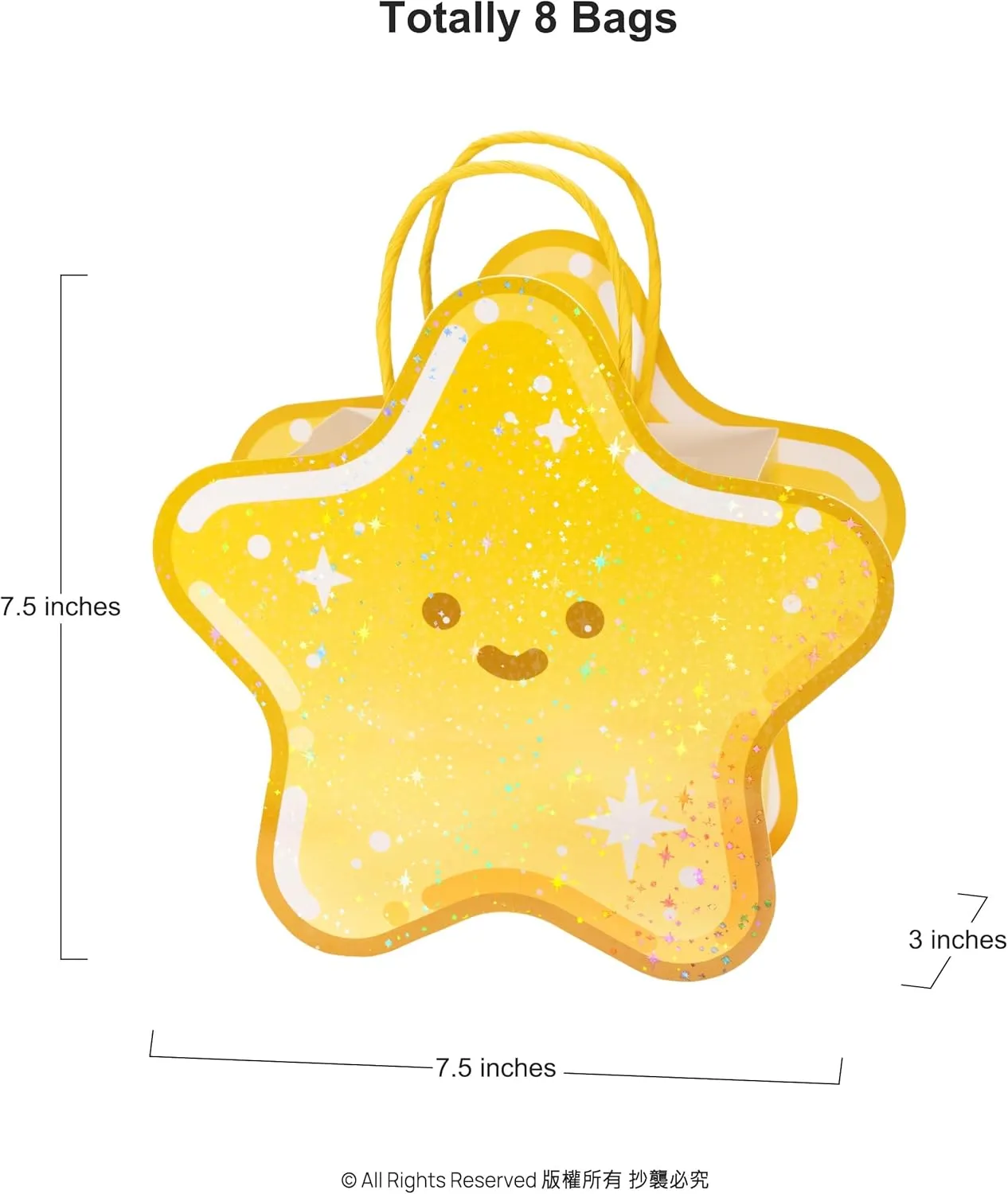 Cheerland Star Gift Bag Galaxy Party Favor Bags Glitter Twinkle Gold Star Birthday Supplies Kids Birthday Treat Golden Baby Shower 1st Bday Celebration Decor Paper Table Sparkle Decorations -Pack of 8