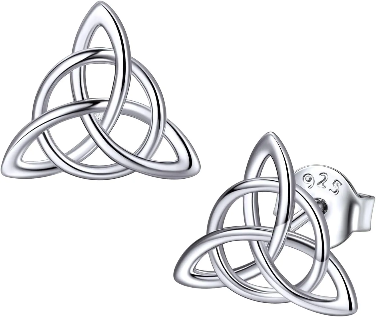 ChicSilver Celtic Knot Stud Earrings Hypoallergenic 925 Sterling Silver Heart/Triangle Knot Earring Studs Celtic Jewelry for Women, Silver/Gold/Rose Gold
