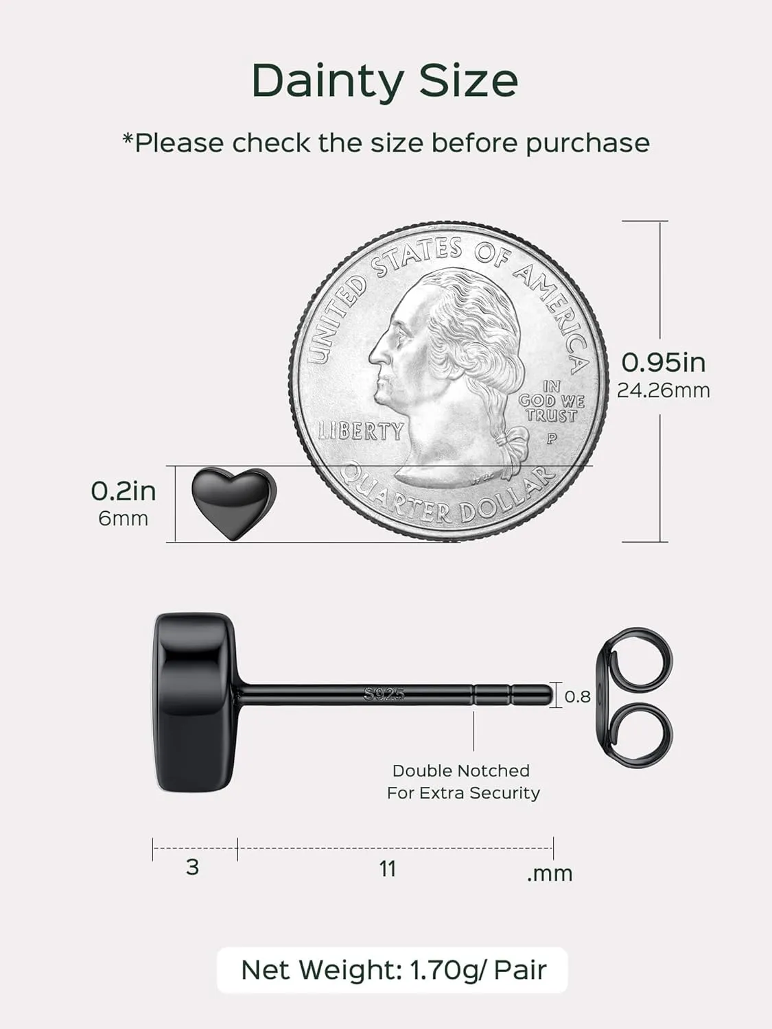 ChicSilver Hypoallergenic 925 Sterling Silver Stud Earrings, Dainty Simple Heart/Star/Moon/Lightning/Sun Earrings for Women (with Gift Box)