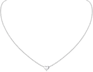 ChicSilver Personalized 925 Sterling Silver Dainty Small Heart/Star/Moon/Dot/Triangle Pendant Necklace for Women, Silver/Gold/Rose Gold/Black (with Gift Box)