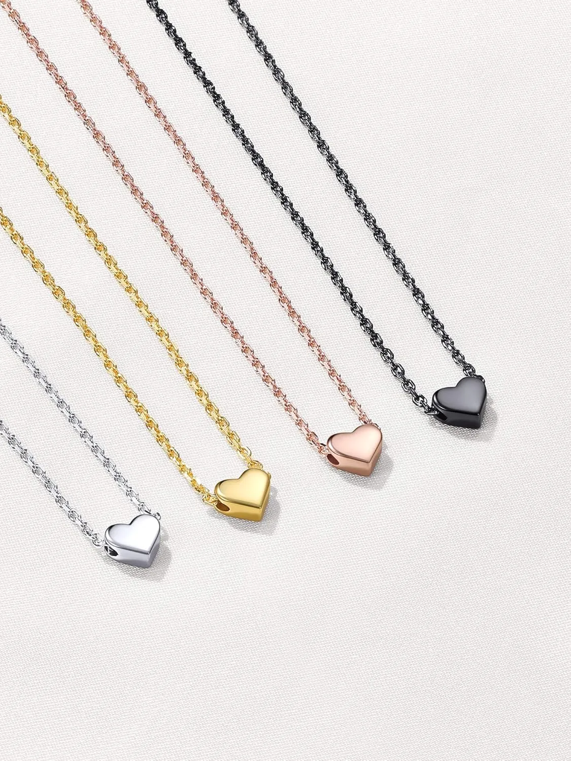 ChicSilver Personalized 925 Sterling Silver Dainty Small Heart/Star/Moon/Dot/Triangle Pendant Necklace for Women, Silver/Gold/Rose Gold/Black (with Gift Box)