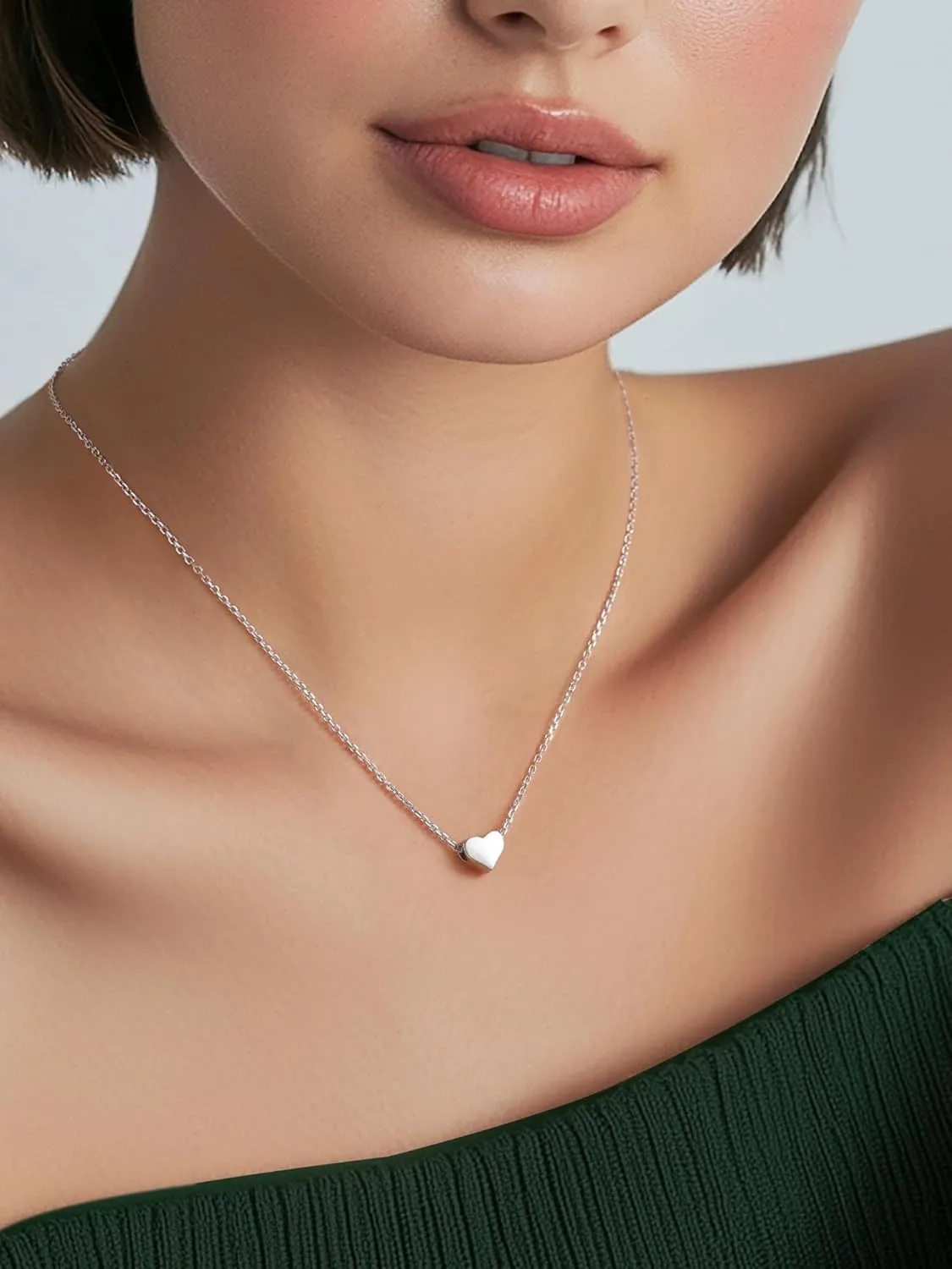 ChicSilver Personalized 925 Sterling Silver Dainty Small Heart/Star/Moon/Dot/Triangle Pendant Necklace for Women, Silver/Gold/Rose Gold/Black (with Gift Box)
