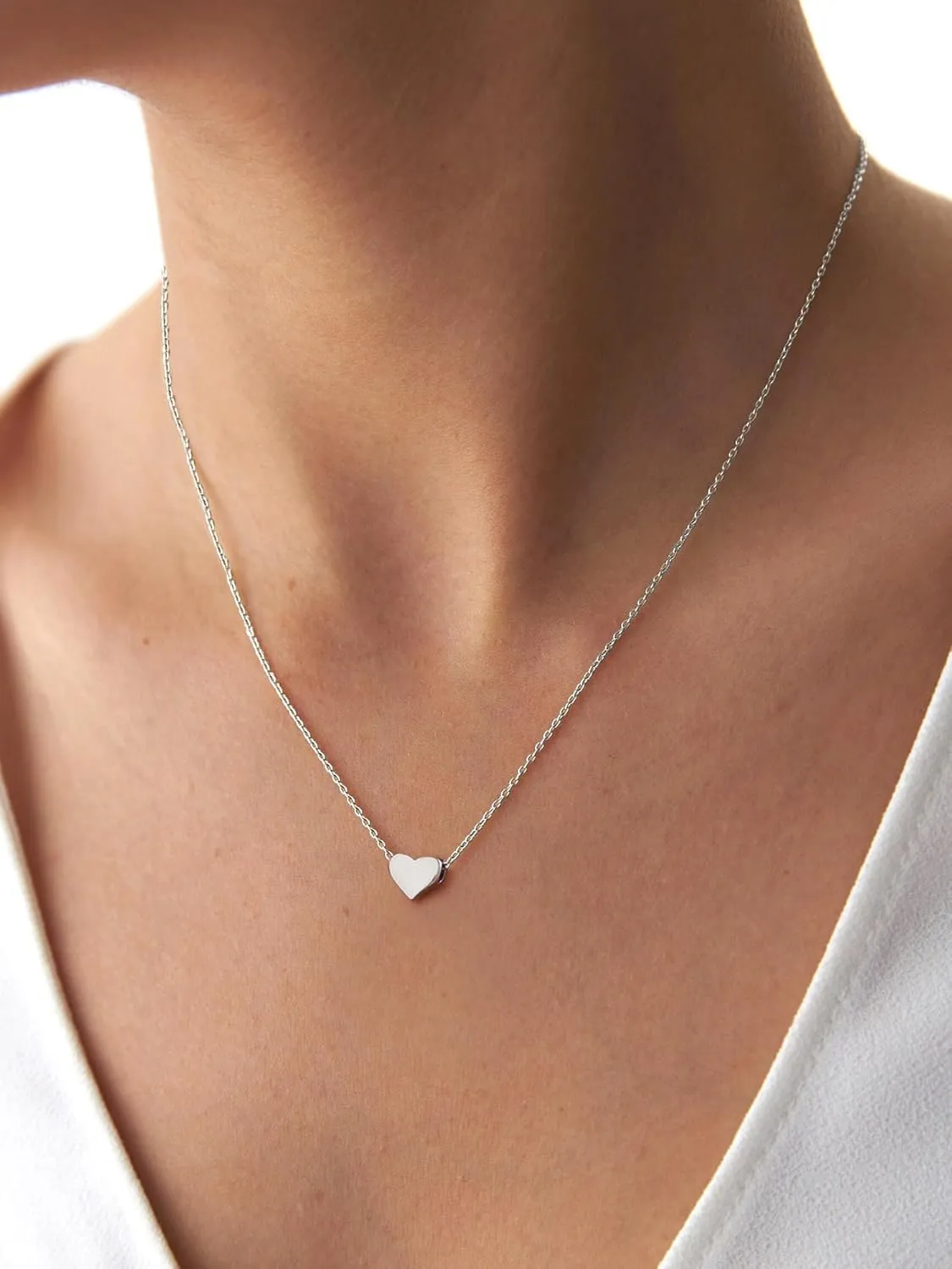 ChicSilver Personalized 925 Sterling Silver Dainty Small Heart/Star/Moon/Dot/Triangle Pendant Necklace for Women, Silver/Gold/Rose Gold/Black (with Gift Box)