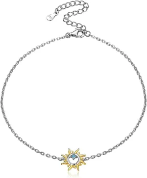 ChicSilver Personalized 925 Sterling Silver Tiny Heart/Moon/Star/Sun/Dot/Triangle Anklets Simple Dainty Foot Jewelry for Women, Silver/Gold/Rose Gold(with Gift Box)