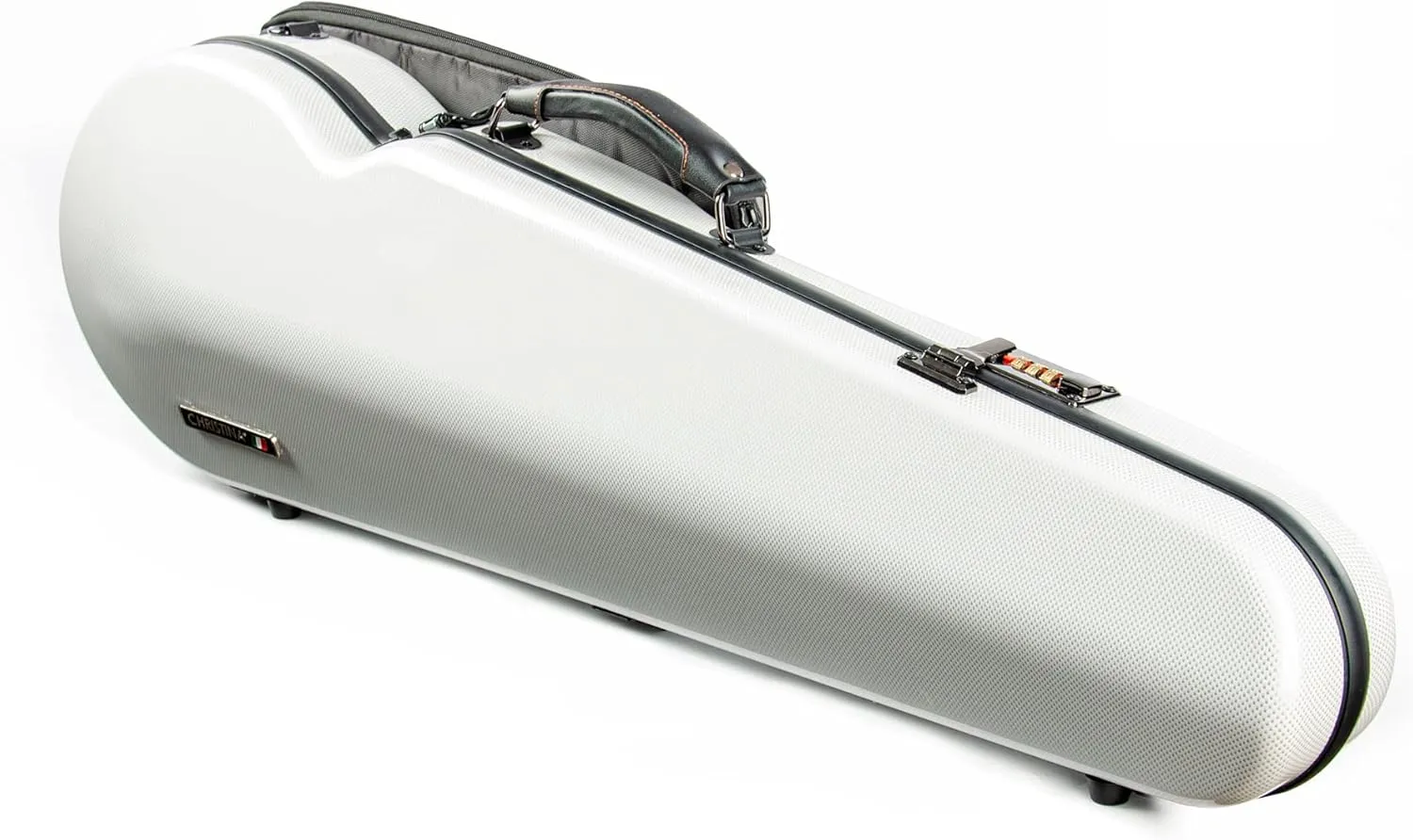 Christina violin case 4/4 Full Size Violin case High-Strength Carbon Fiber Triangle Violin Music Bag With Combination Lock and Extra Bag White Violin Hard Case (VB-Trianglee-WhiteDot spot)