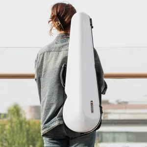 Christina violin case 4/4 Full Size Violin case High-Strength Carbon Fiber Triangle Violin Music Bag With Combination Lock and Extra Bag White Violin Hard Case (VB-Trianglee-WhiteDot spot)