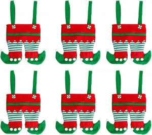 Christmas Elf Boots Candy Bags, 6pcs Handbags Stocking Lovely Treat Bags Xmas Goodies Bag for Elves Themed House Decor Idea Small Gift Bag to Kid, Christmas, New, Free size/1448 (Red Free Size)