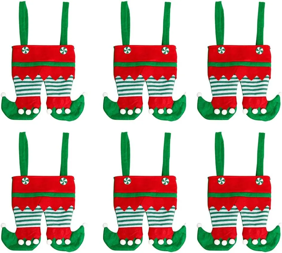 Christmas Elf Boots Candy Bags, 6pcs Handbags Stocking Lovely Treat Bags Xmas Goodies Bag for Elves Themed House Decor Idea Small Gift Bag to Kid, Christmas, New, Free size/1448 (Red Free Size)