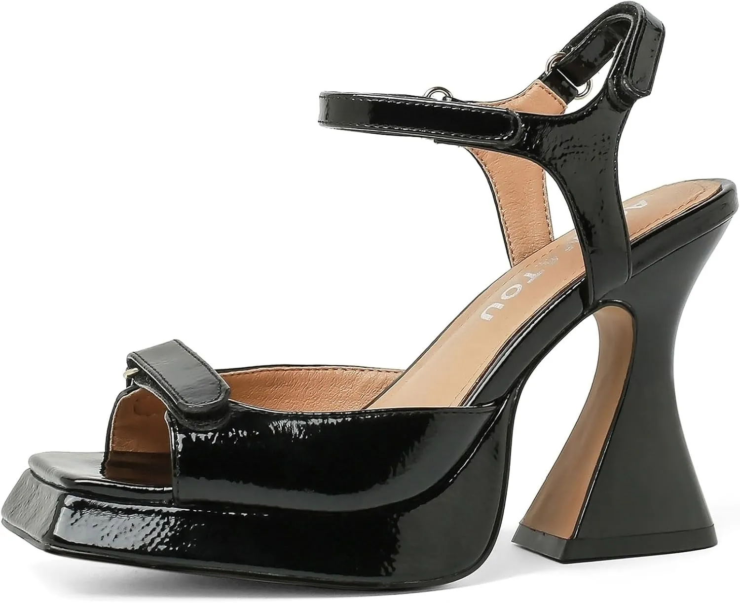 Chunky Platform Heels for Women 4 Inches Heels Sandals for Women Comfy Square Open Toe Block Heeled Sandals Ankle Strap Dress High Heels