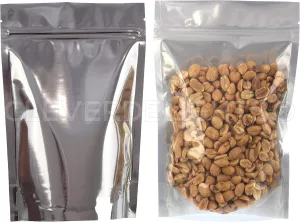 CleverDelights Silver/Clear Stand Up Pouches - 8oz - 100 Pack - 6" x 9" x 3" - Resealable Bag