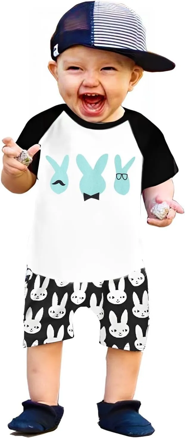 CM C&M WODRO Toddler Baby Boys Pants Sets Infant Bunny Printed Newborn Easter Outfit Spring Fall Winter 0-24M Months