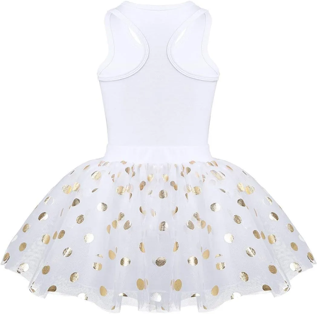 CM C&M WODRO Toddler Kids Baby Girls Birthday Princess Outfits Vest Sleeveless Tank Top Dot Mesh Tutu Skirt Set