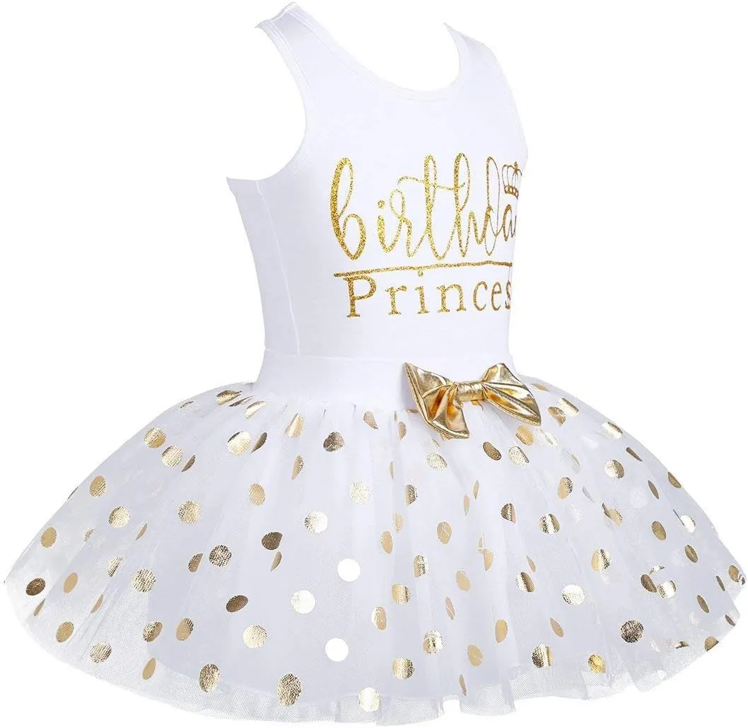 CM C&M WODRO Toddler Kids Baby Girls Birthday Princess Outfits Vest Sleeveless Tank Top Dot Mesh Tutu Skirt Set