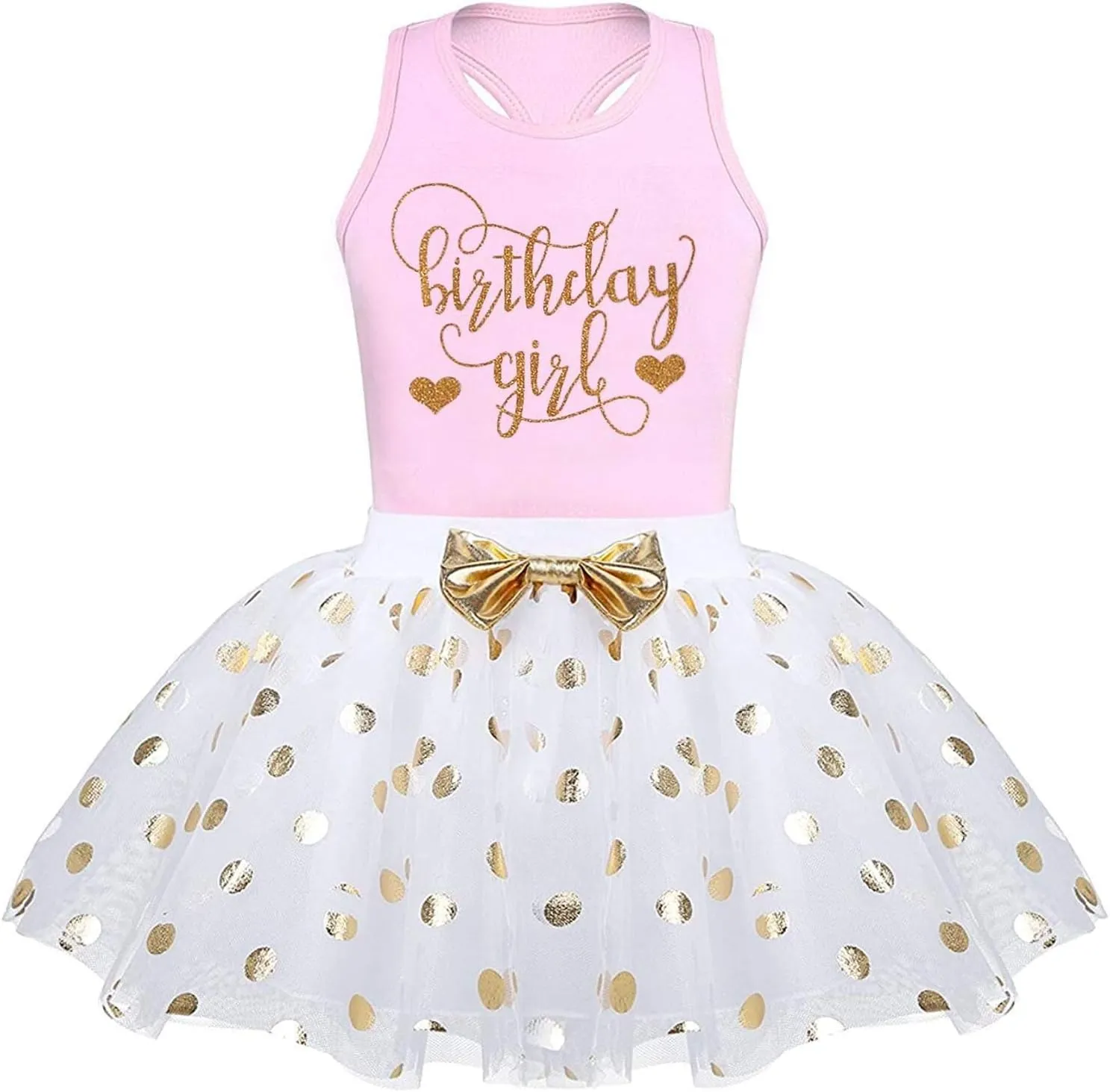CM C&M WODRO Toddler Kids Baby Girls Birthday Princess Outfits Vest Sleeveless Tank Top Dot Mesh Tutu Skirt Set
