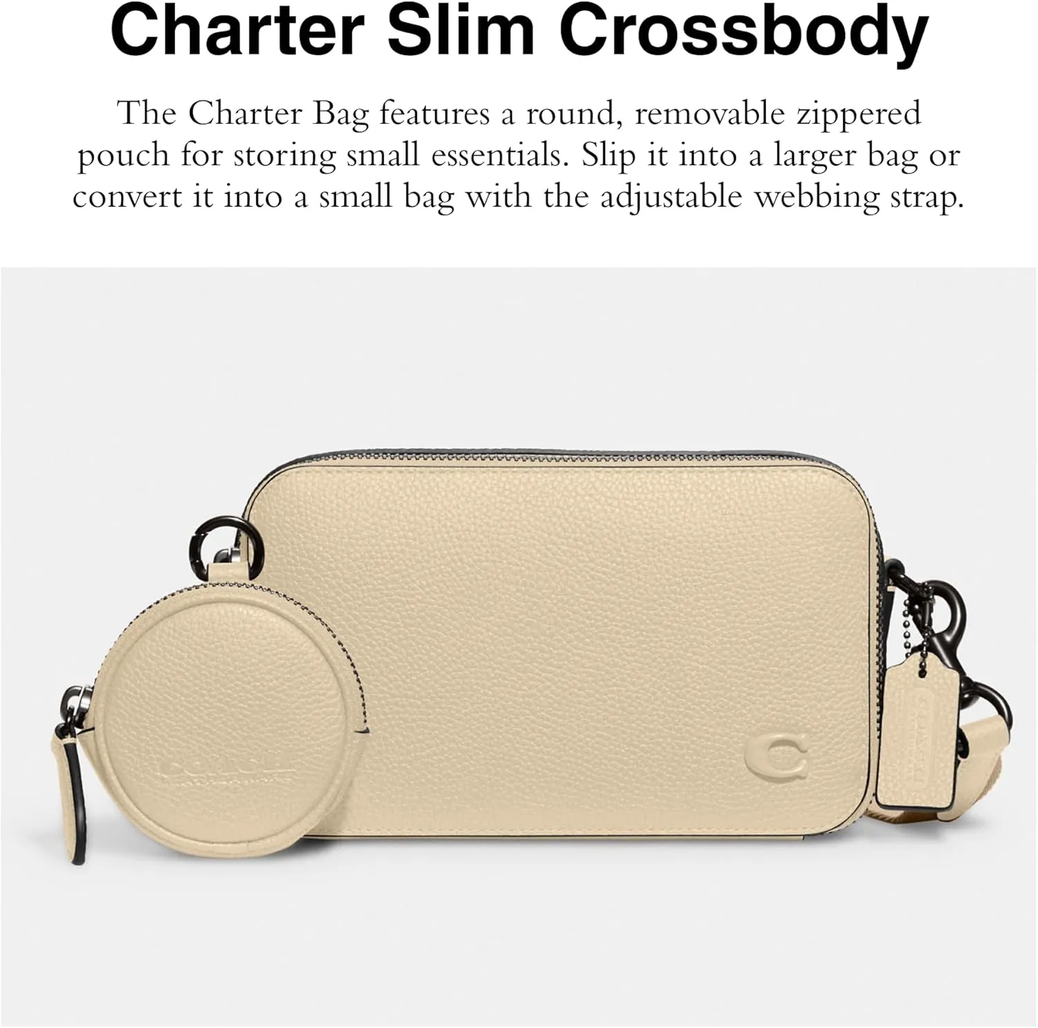 Coach Men's Charter Slim Crossbody Bag in Pebble Leather with Sculpted C Hardware Branding