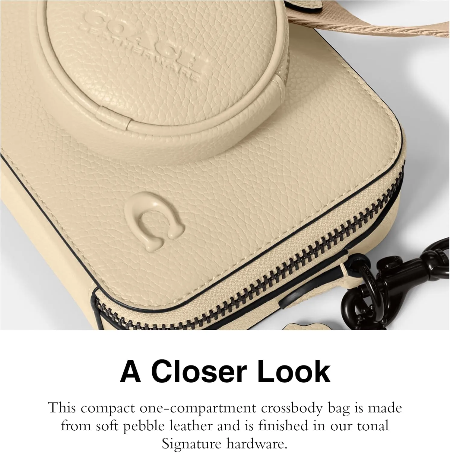 Coach Men's Charter Slim Crossbody Bag in Pebble Leather with Sculpted C Hardware Branding