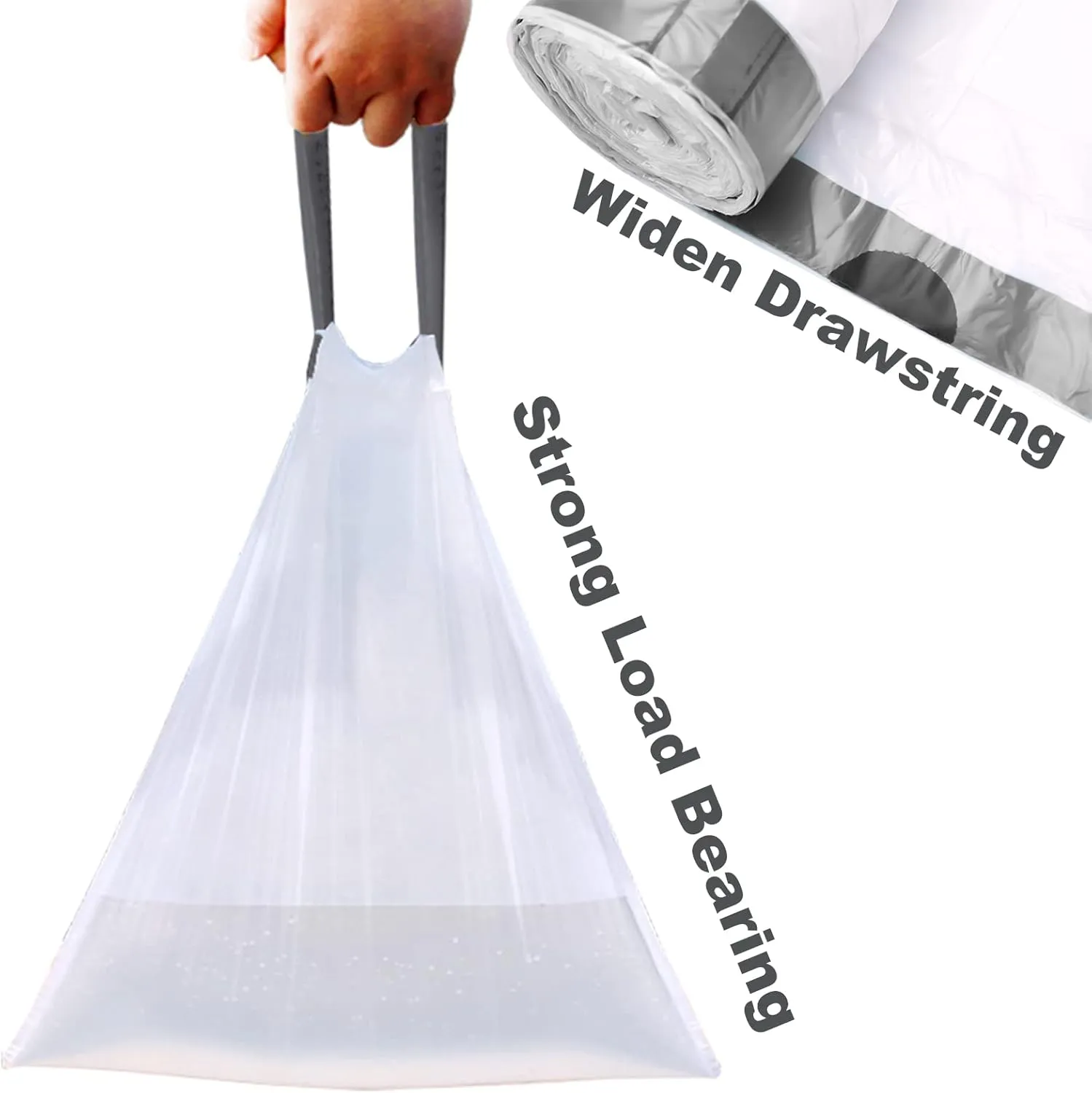 Code N Drawstring Trash Bags Compatible with simplehuman Code N | 200 Count total | 11.9-13.2 Gallon / 45-50 Liter | 1.2 Mil Thinkness | White Garbage Can Liner | Heavy Duty Plastic Trash Bag