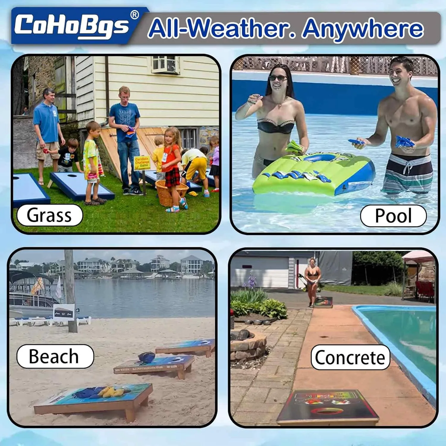 CoHoBgs Corn Hole Bags Set 8, Professional Cornhole Bags Dual-Sided Slick & Stick Resin Filled Suede and Duck Canvas Bean Bags for Cornhole Game Includes Carry Case