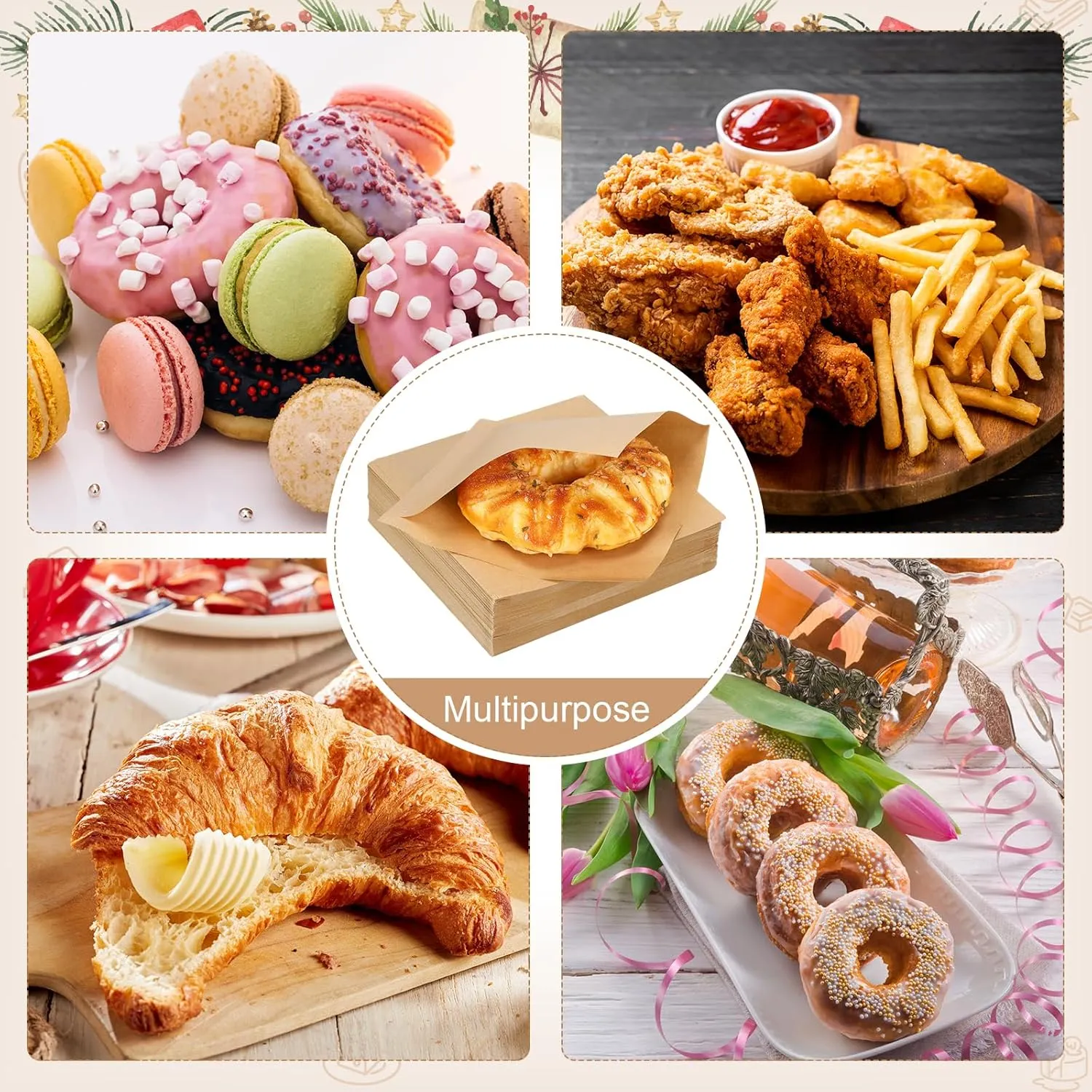 Colarr 1000 Pcs Soft Pretzel Bags 6.69 x 7.09 Inch Pretzels Individual Bags Grease Resistant Double Open Paper Sandwich Wrapper Holder for Concession Stands Food Snack Cookie, Brown