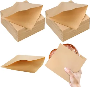 Colarr 1000 Pcs Soft Pretzel Bags 6.69 x 7.09 Inch Pretzels Individual Bags Grease Resistant Double Open Paper Sandwich Wrapper Holder for Concession Stands Food Snack Cookie, Brown