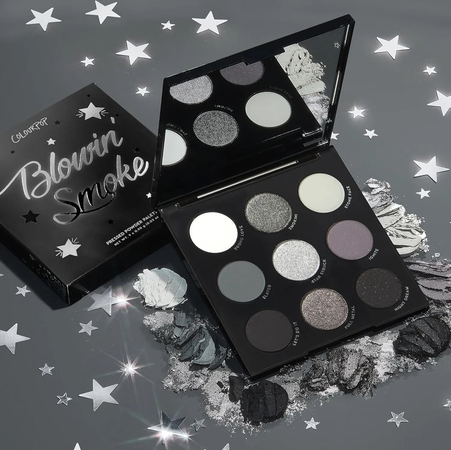 ColourPop Blowin' Smoke Eyeshadow Palette - Silver & Smokey Eye Eyeshadow Palette with Metallic & Matte Finishes - High-Pigment Eye Makeup with Long-Wearing Formula (0.3 oz)