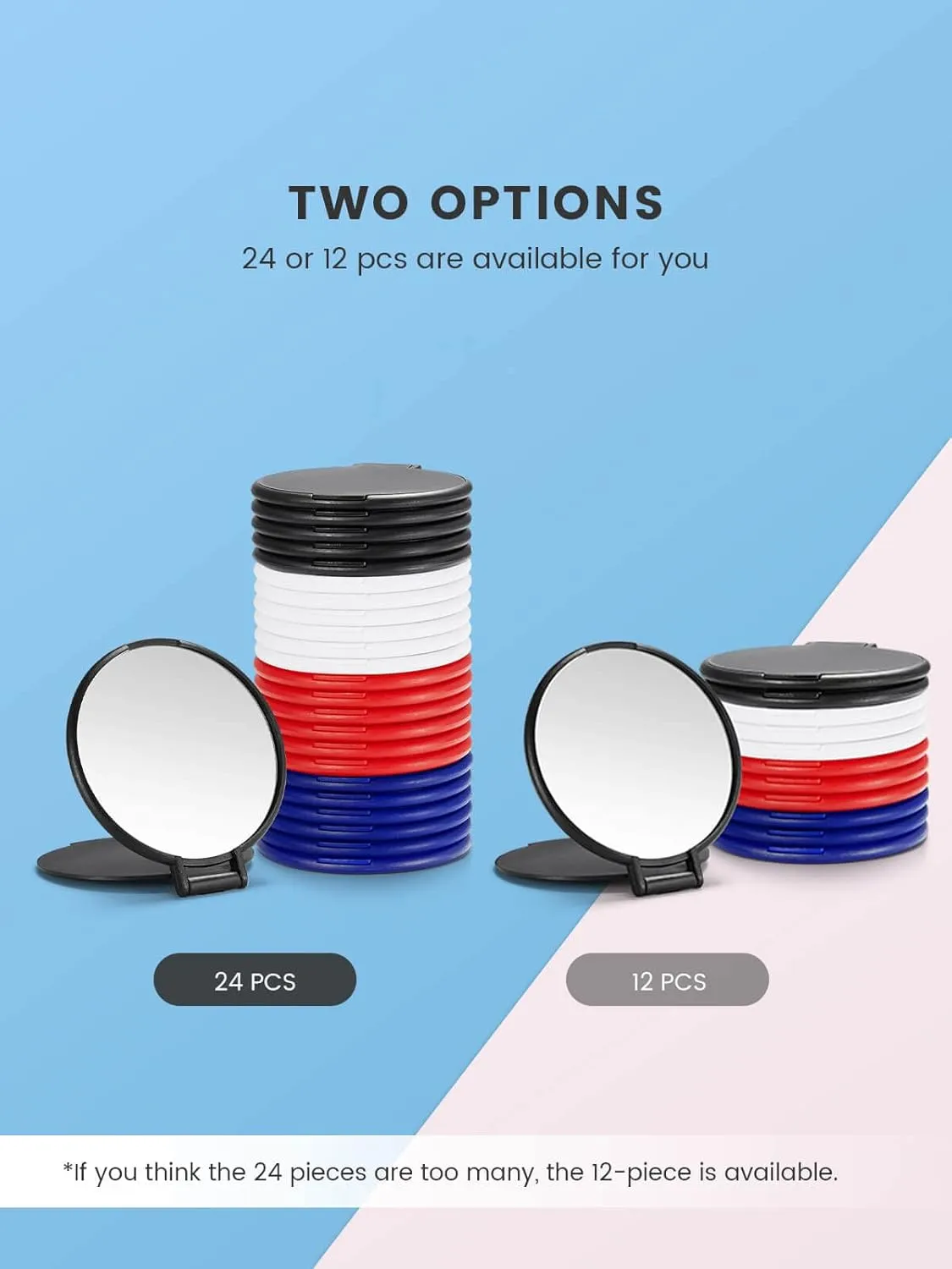 Compact Mirror Bulk, Round Makeup Mirror for Purse, Set of 24 (4-Color)