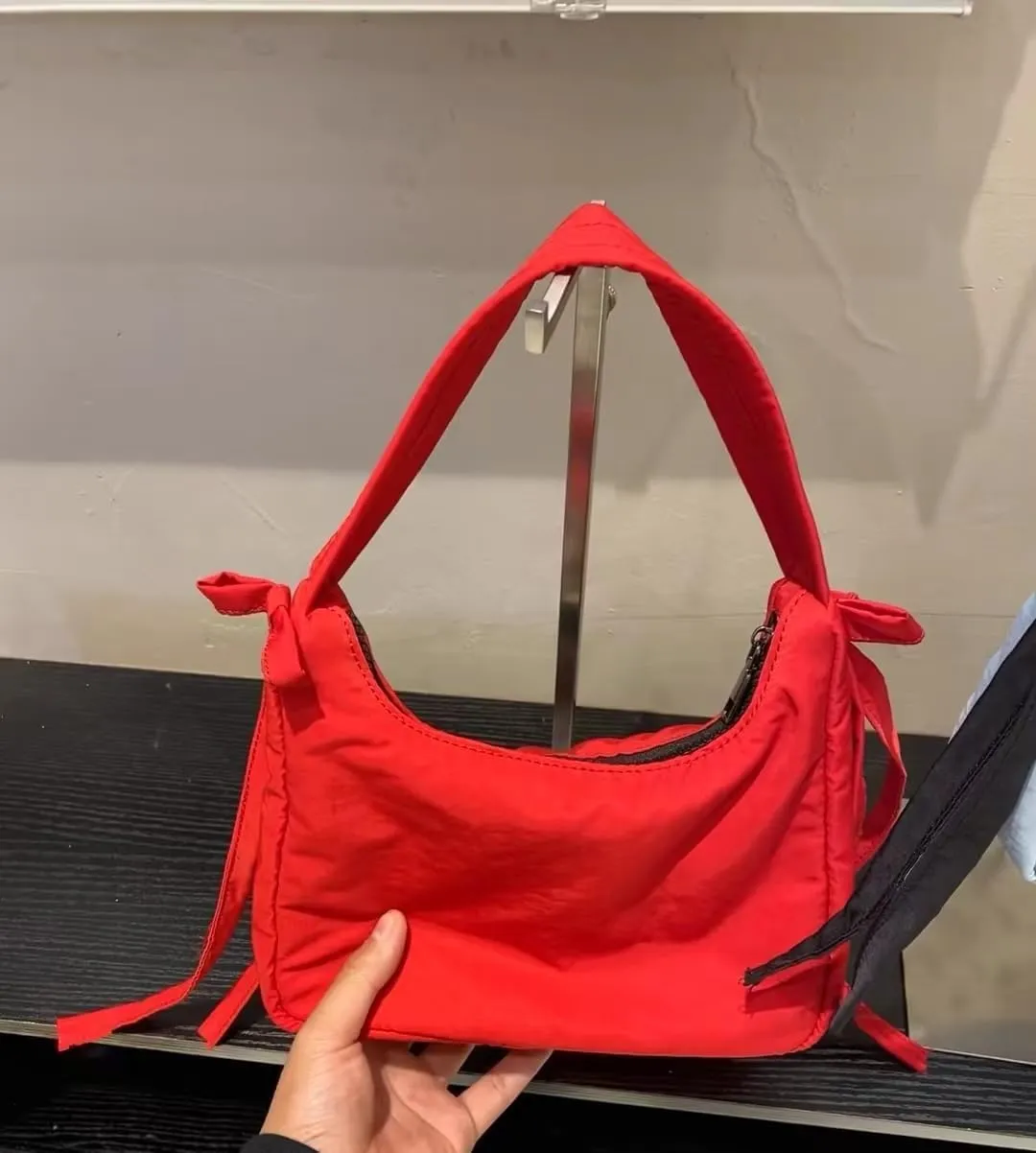 Coquette Y2k Crescent Shoulder Bag - Small Red Bow Purse for Women
