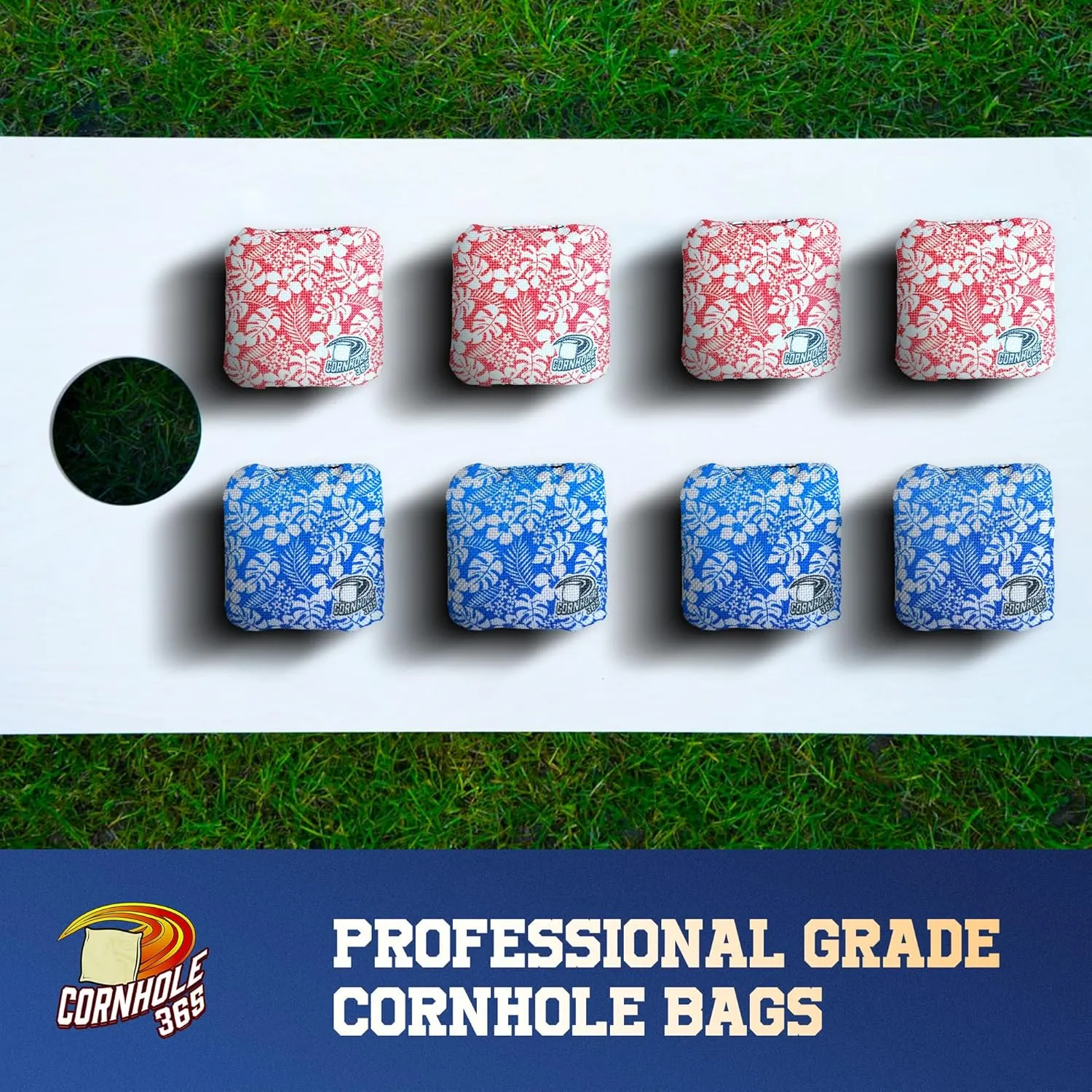 Cornhole365 - Stick & Slide - Professional Corn Hole Bag - Heavy-Duty Double-Stitched Polyester Fabric & Resin Filling for All-Weather - Versatile Regulation Size Cornhole Bean Bags - Set of 8