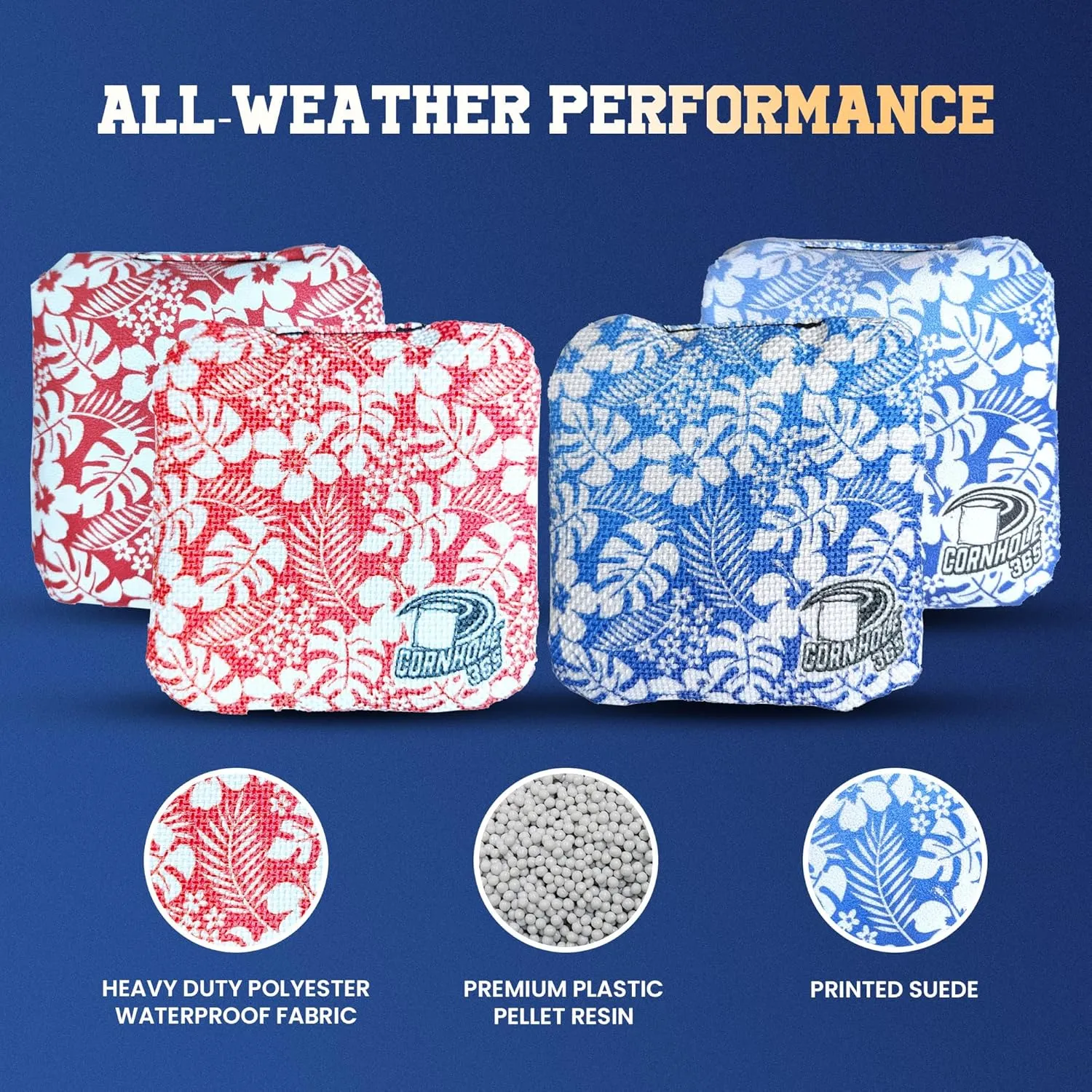 Cornhole365 - Stick & Slide - Professional Corn Hole Bag - Heavy-Duty Double-Stitched Polyester Fabric & Resin Filling for All-Weather - Versatile Regulation Size Cornhole Bean Bags - Set of 8