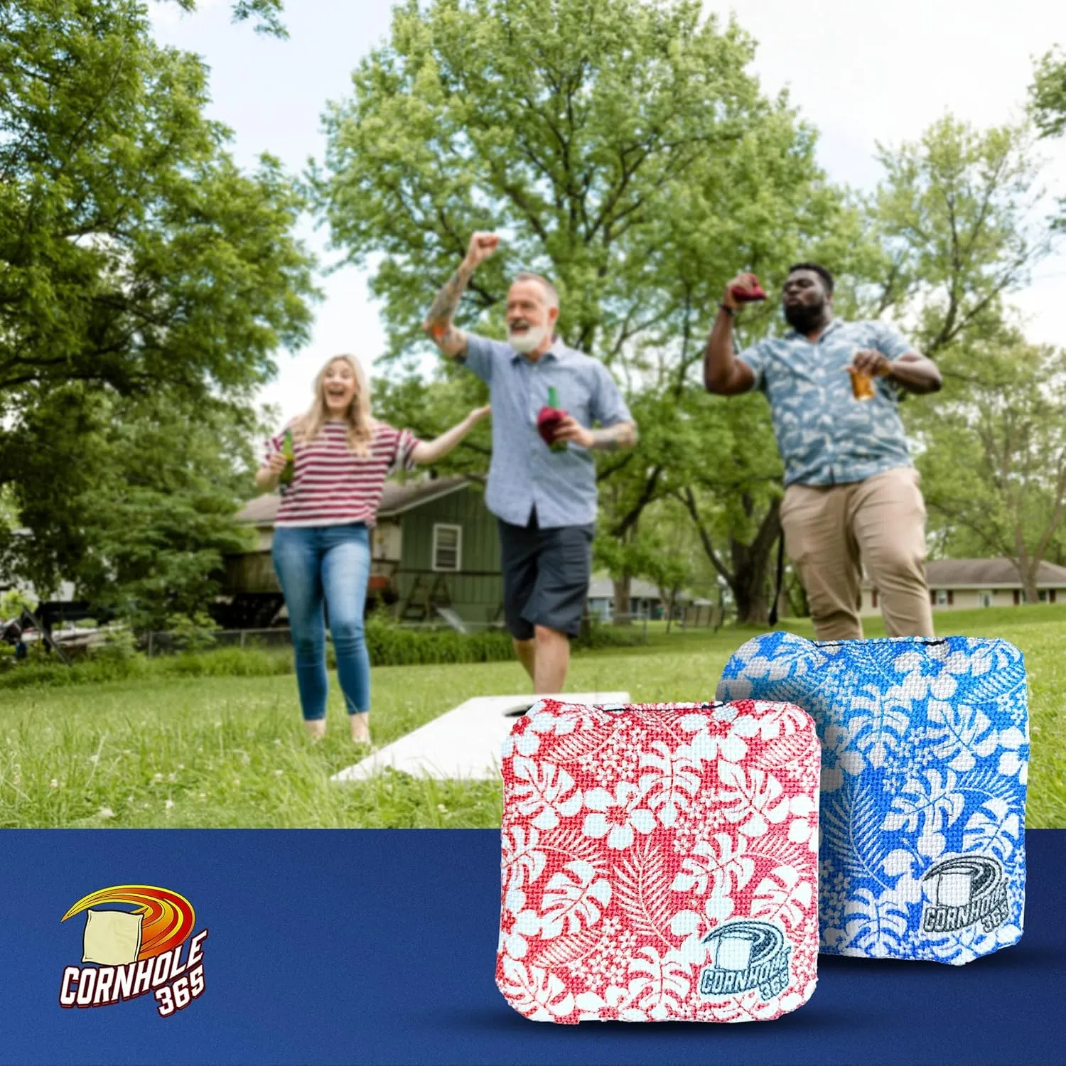 Cornhole365 - Stick & Slide - Professional Corn Hole Bag - Heavy-Duty Double-Stitched Polyester Fabric & Resin Filling for All-Weather - Versatile Regulation Size Cornhole Bean Bags - Set of 8