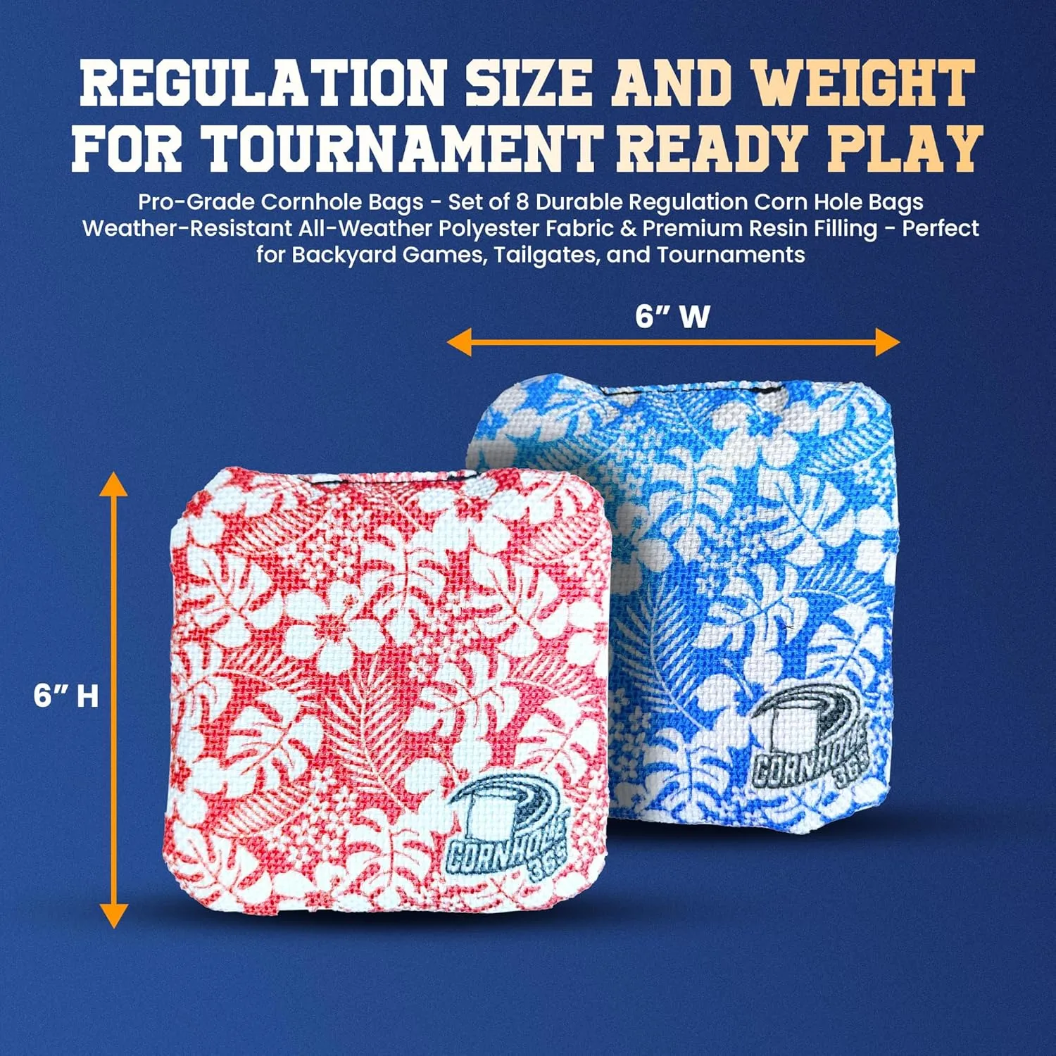 Cornhole365 - Stick & Slide - Professional Corn Hole Bag - Heavy-Duty Double-Stitched Polyester Fabric & Resin Filling for All-Weather - Versatile Regulation Size Cornhole Bean Bags - Set of 8