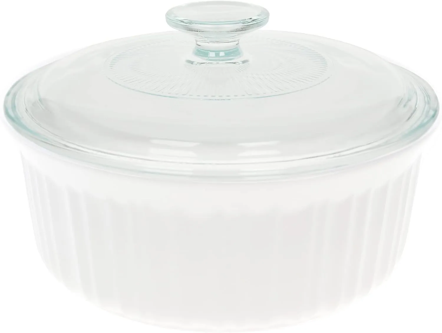 Corningware FS5 1.5qt/1.4L Round French White Casserole Dish & G-5C French White 1.5qt Fluted Glass Lid
